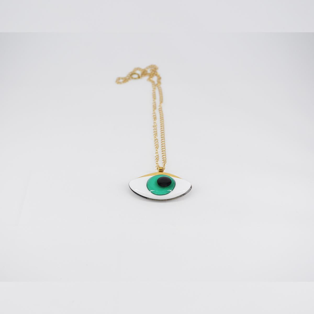 VETRO FUSO COLLANA OCCHIOSMALL VERDE ACQUA
