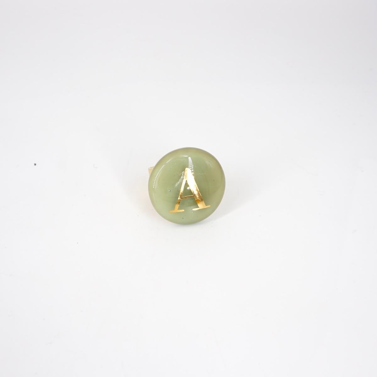 Anello lettera A sabbia ANELLO LETTERA A SABBIA VETRO FUSO 