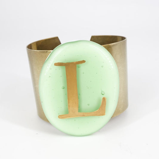 Bracciale fascia lettera L BRACCIALE FASCIA LETTERA L VETRO FUSO 