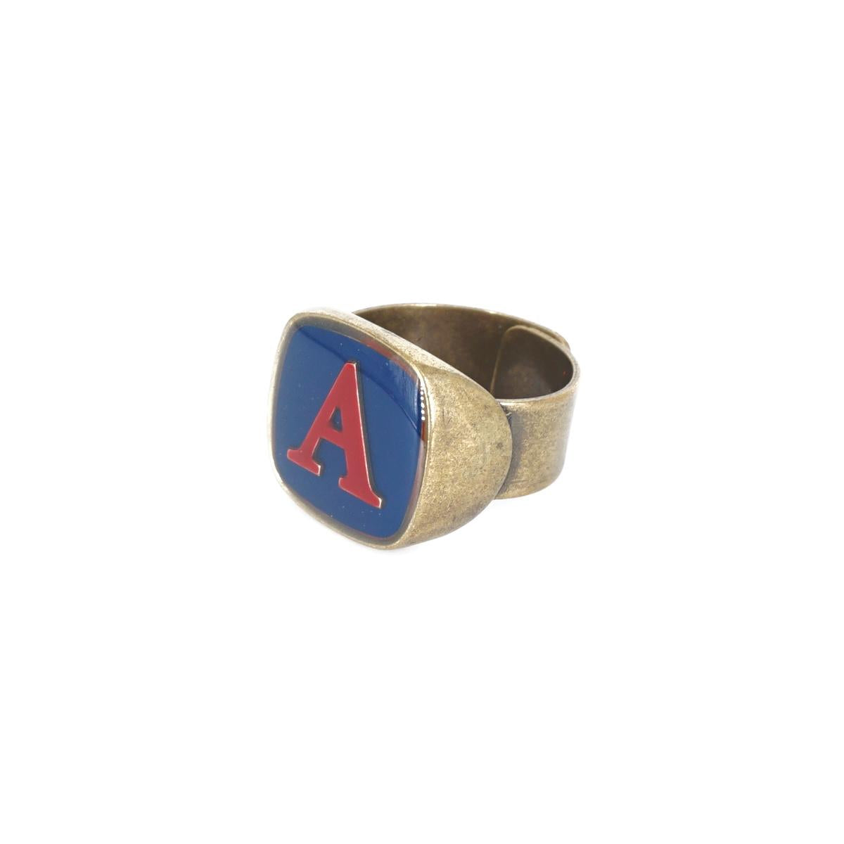 ANELLO LETTERA A BLU ANELLO LETTERA A BLU E BORDEAUX UNIQUE UNCONVENTIONAL DETAILS 