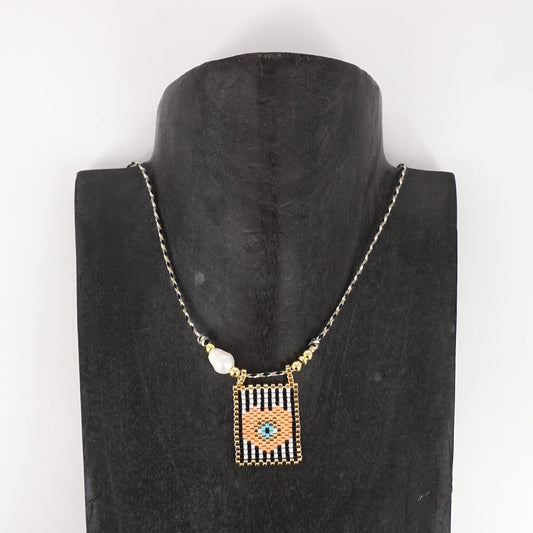 Collana telaio EX VOTO con PERLA ARANCIO