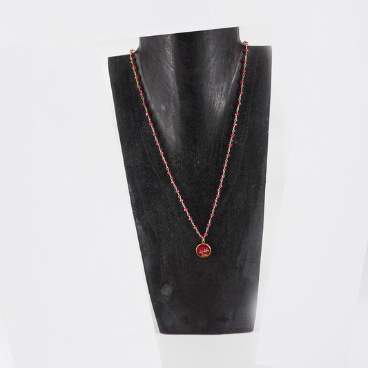 Cyclamen Rosary Button Necklace