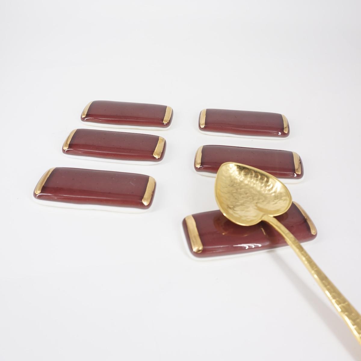 Set di 6 poggiaposate PRUGNA e ORO