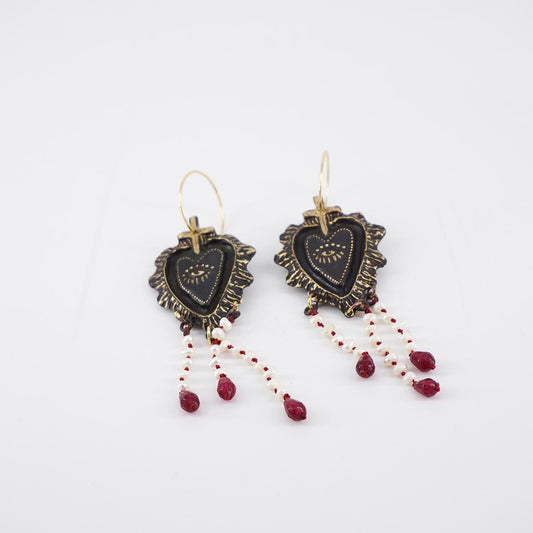 EXVOTO Earrings LONG BEADS MAGENTA