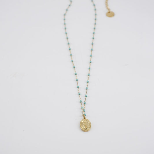 MADONNINA GOLD GREEN NECKLACE