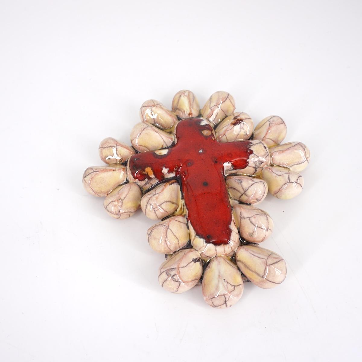 Croce GOCCE ROSSO/BEIGE