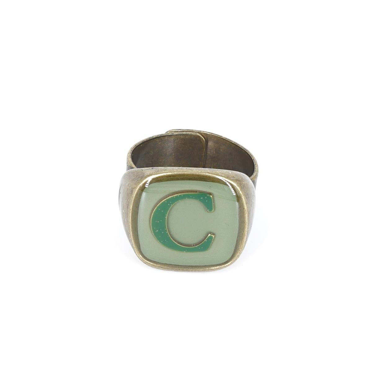 ANELLO LETTERA C VERDE MENTA ANELLO LETTERA C VERDE MENTA E VERDE BOSCO UNIQUE UNCONVENTIONAL DETAILS 
