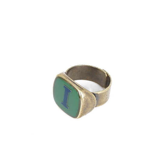 ANELLO LETTERA I VERDE BOSCO ANELLO LETTERA I VERDE BOSCO E BLU UNIQUE UNCONVENTIONAL DETAILS 