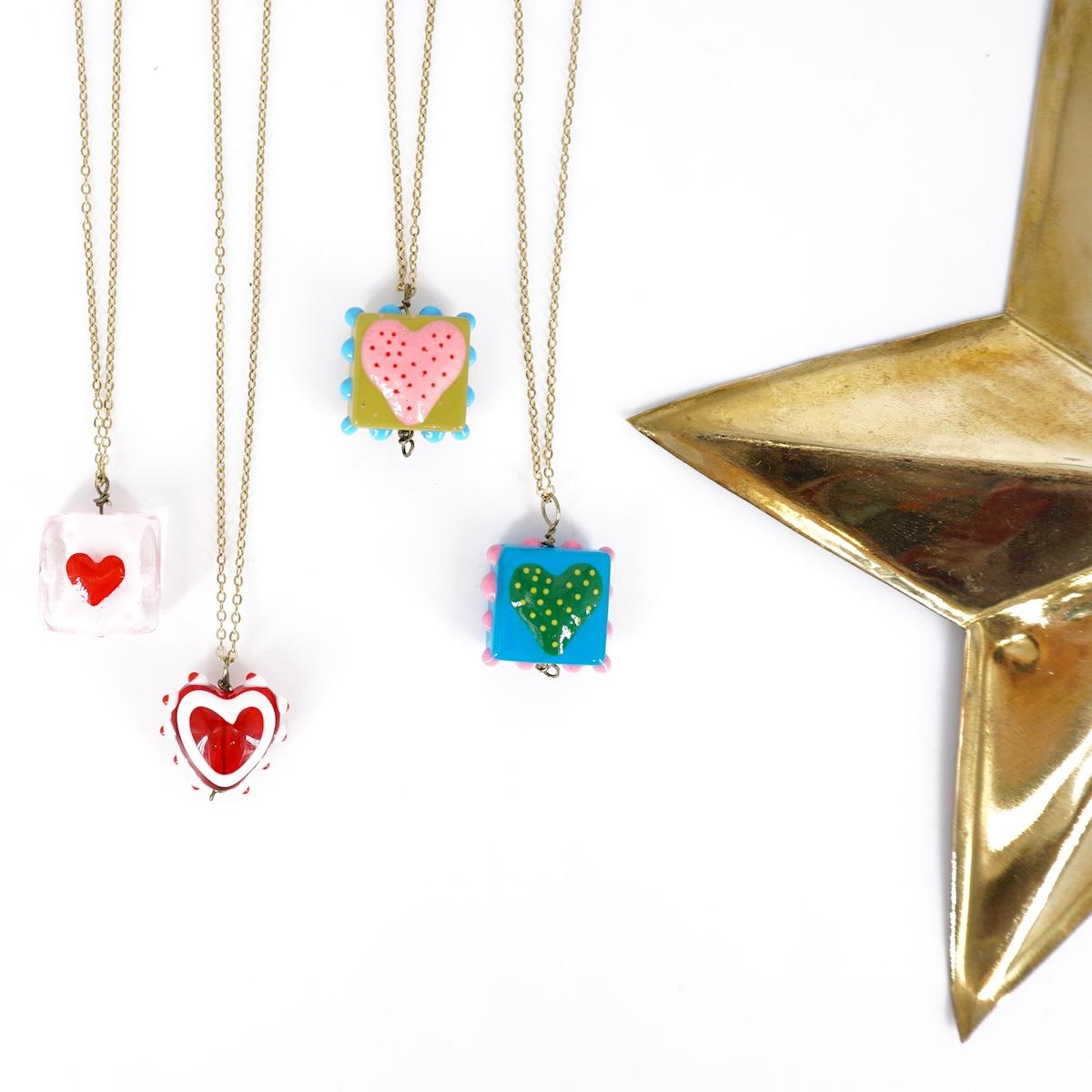 Collana vetro CUORE ROSA COLLANA CHARM VETRO CUORE ROSA SVEVA 