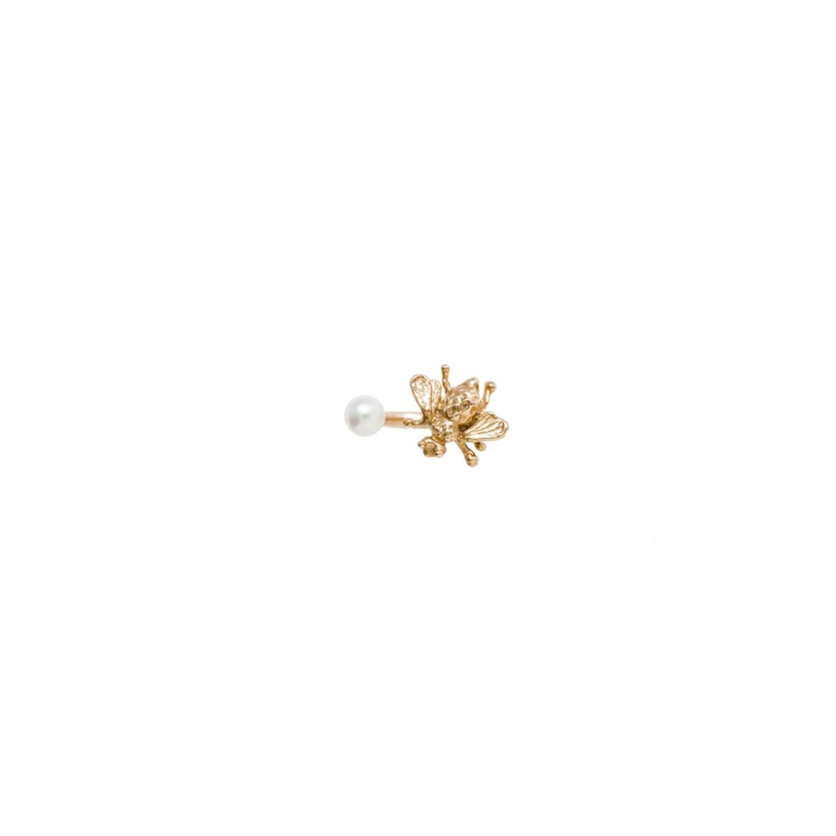 Anello aperto con perla e ape