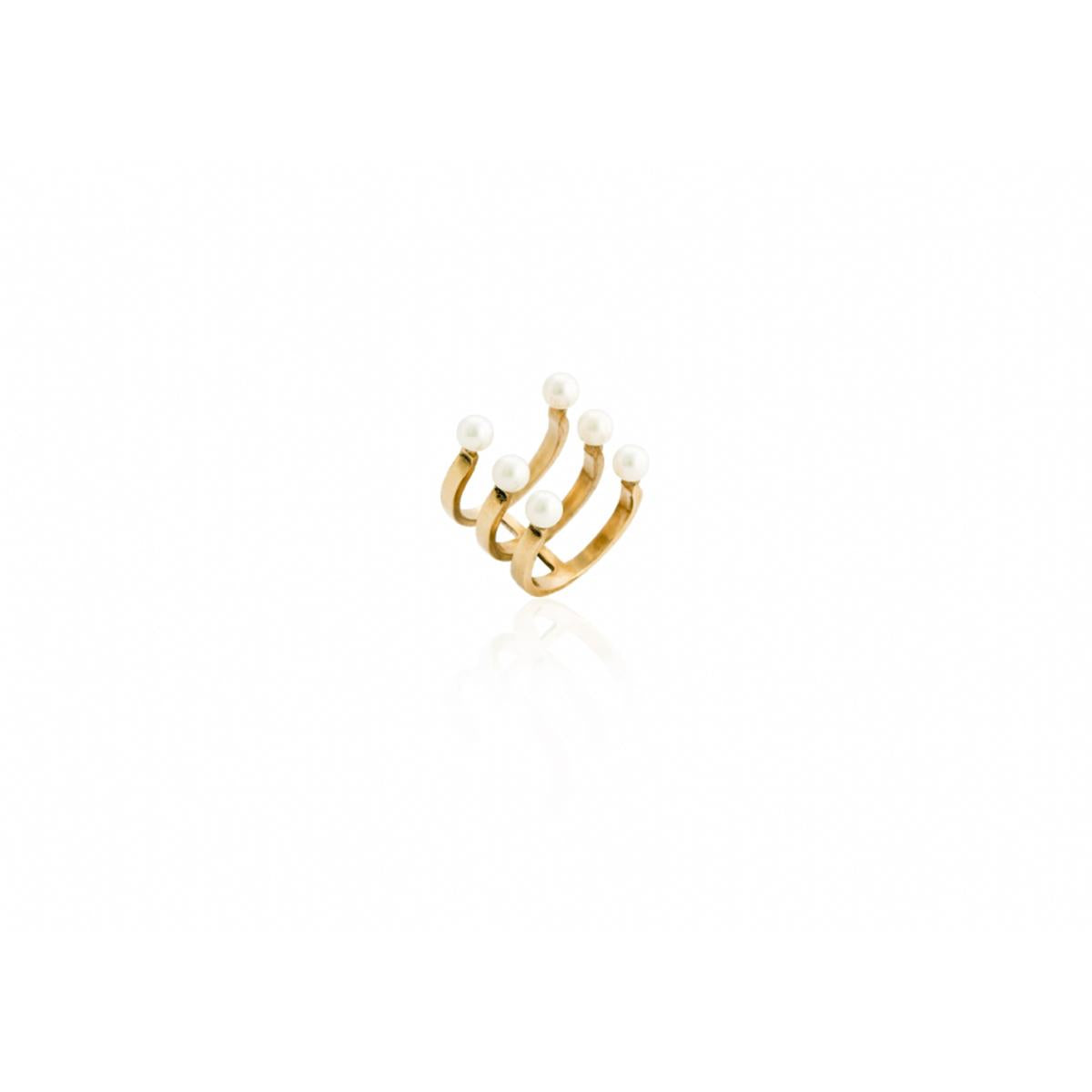 Anello aperto con 6 perle