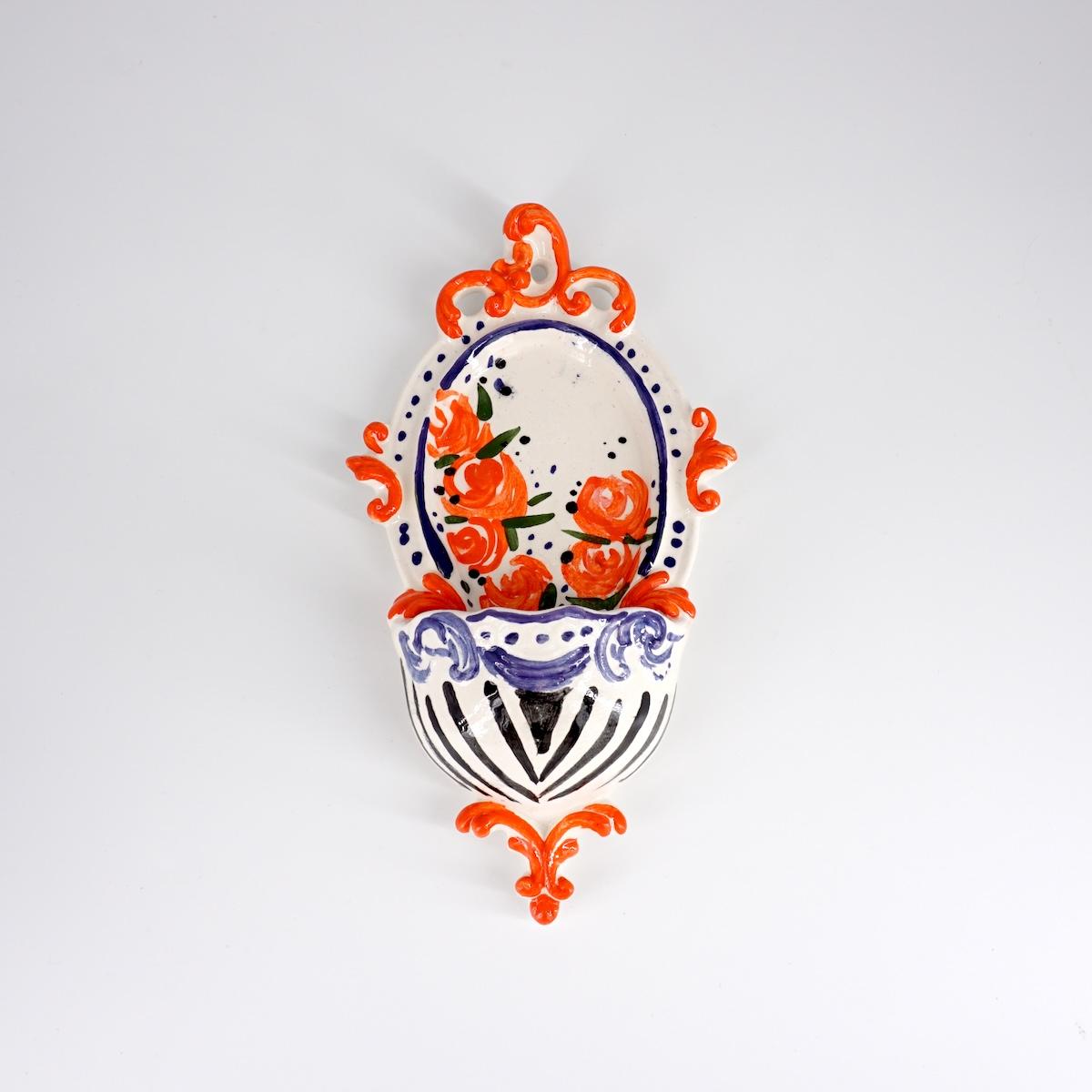 Acquasantiera small barocca BLU E ARANCIO