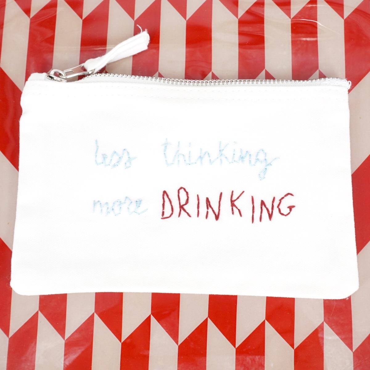 Piattina ricamata LESS THINK MORE DRINK PIATTINA LESS THINKING MORE DRINKING TERESA 