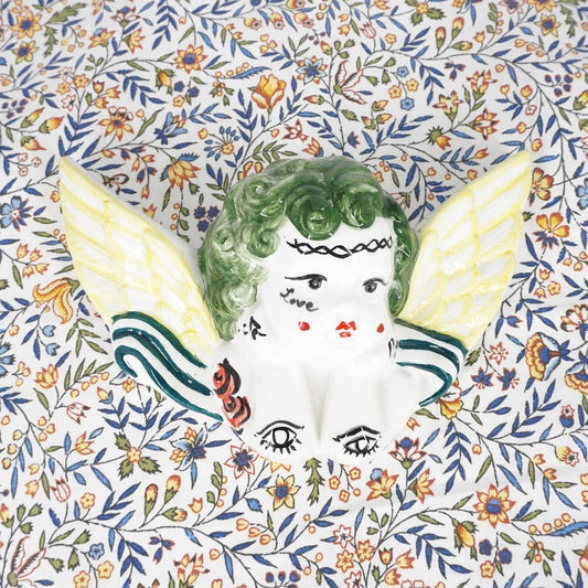Angioletto linea CAPELLI VERDI CON TATTOO E ALI GIALLE ANGELO LINEA CAPELLI VERDI TATTOO ALI GIALLE ZENJI CERAMICS 