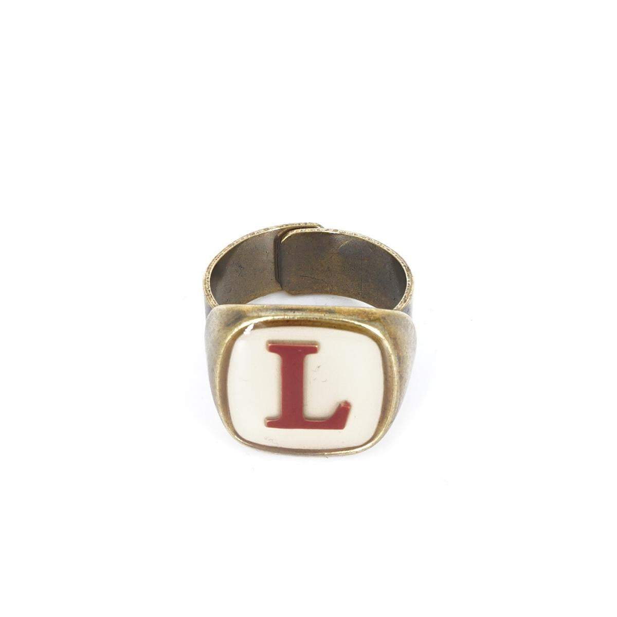 ANELLO LETTERA L AVORIO ANELLO LETTERA L AVORIO E BORDEAUX UNIQUE UNCONVENTIONAL DETAILS 