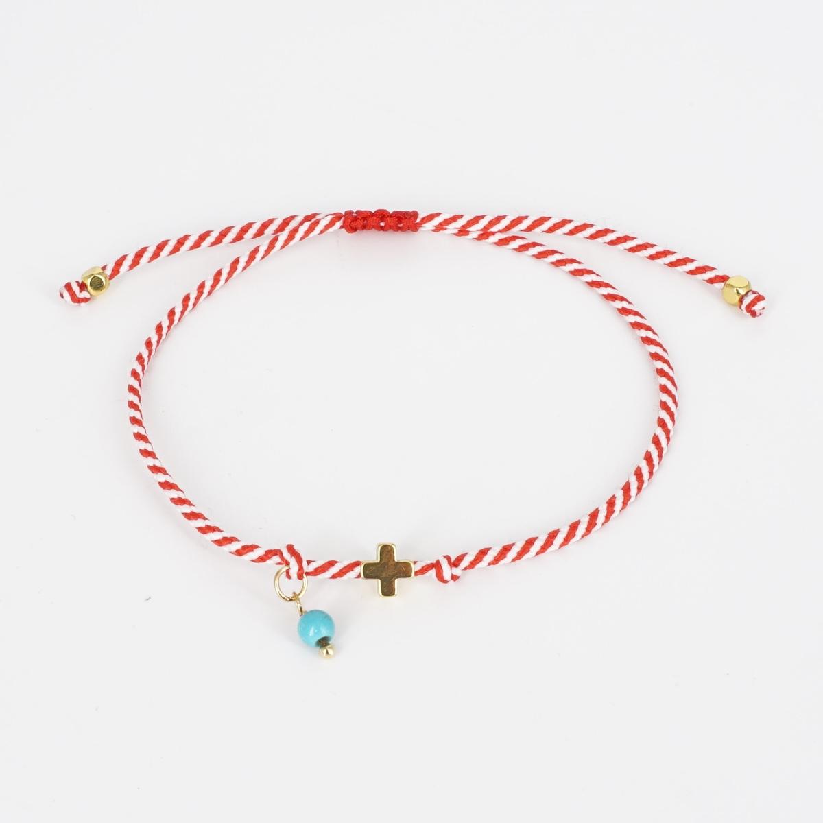BRACCIALE CORDINO PIETRA AZZURRA E CROCE BRACCIALETTO CORDINO PIETRA AZZURRA CROCE SOPHIE GIOIELLI 