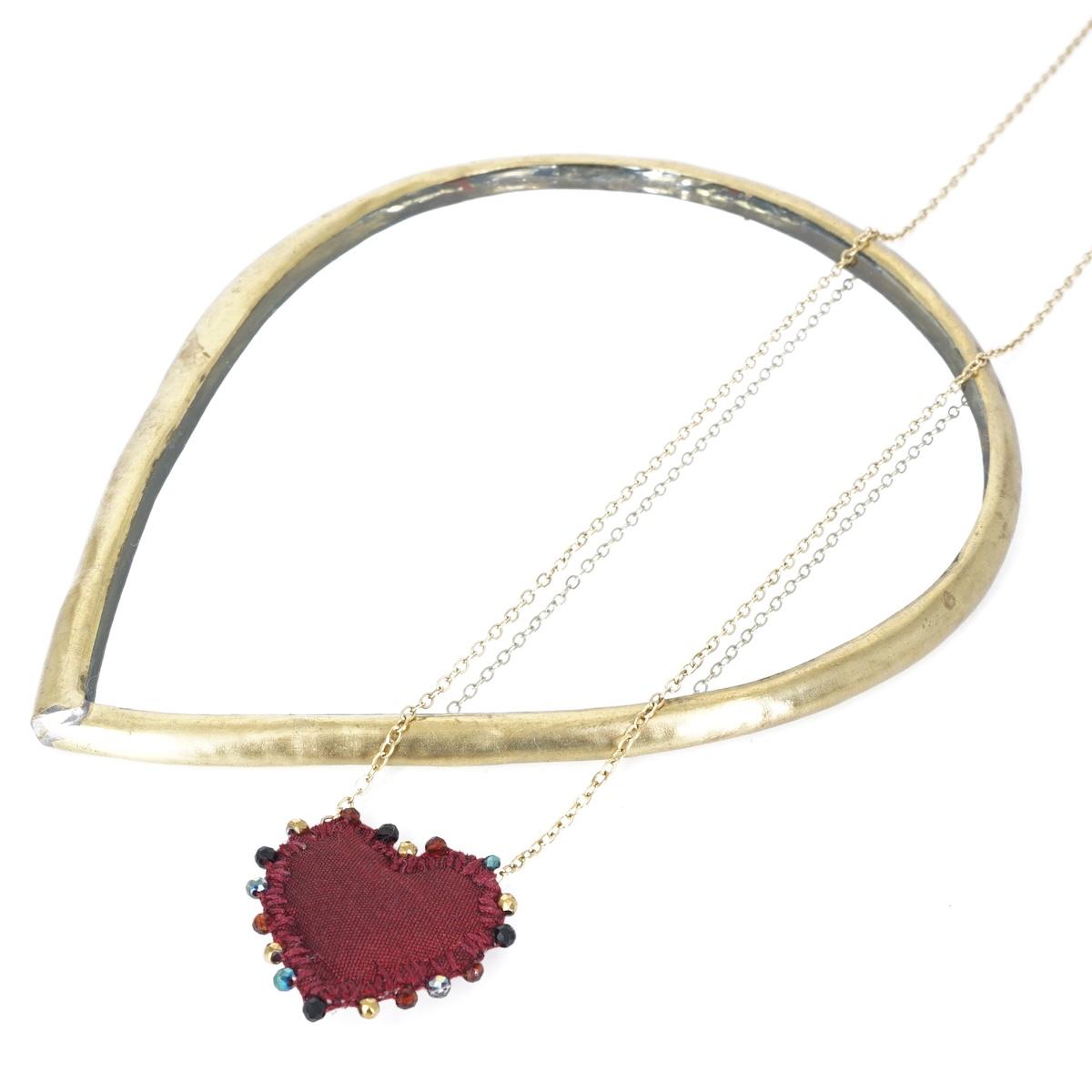 COLLANA CUORE DOUBLE FACE BORDEAUX E ROSSO COLLANA CUORE DOUBLE FACE BORDEAUX ROSSO EIKOSITRIA 