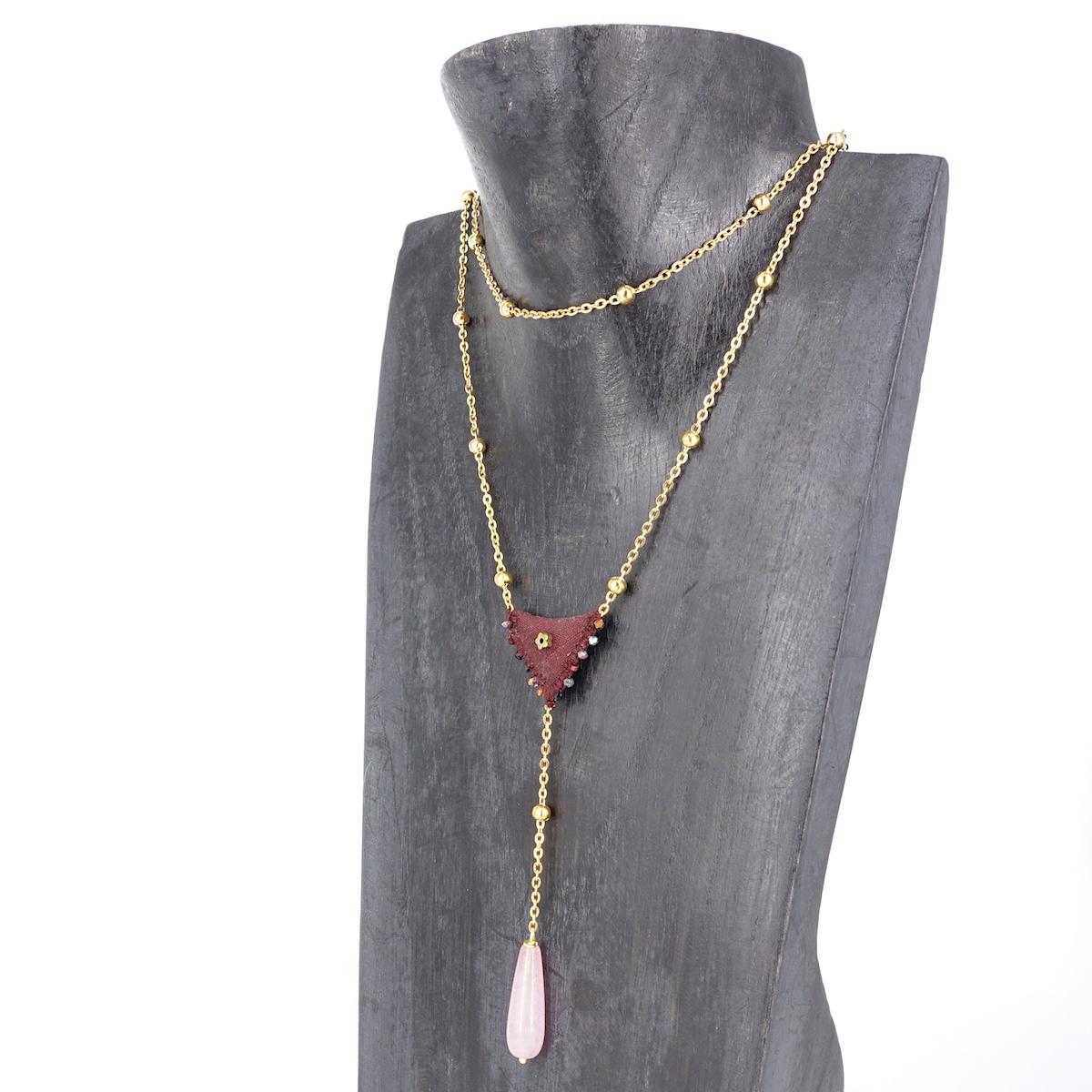 Collana seta FIORELLINO BORDEAUX ROSARIO SETA FIORELLINO BORDEAUX EIKOSITRIA 