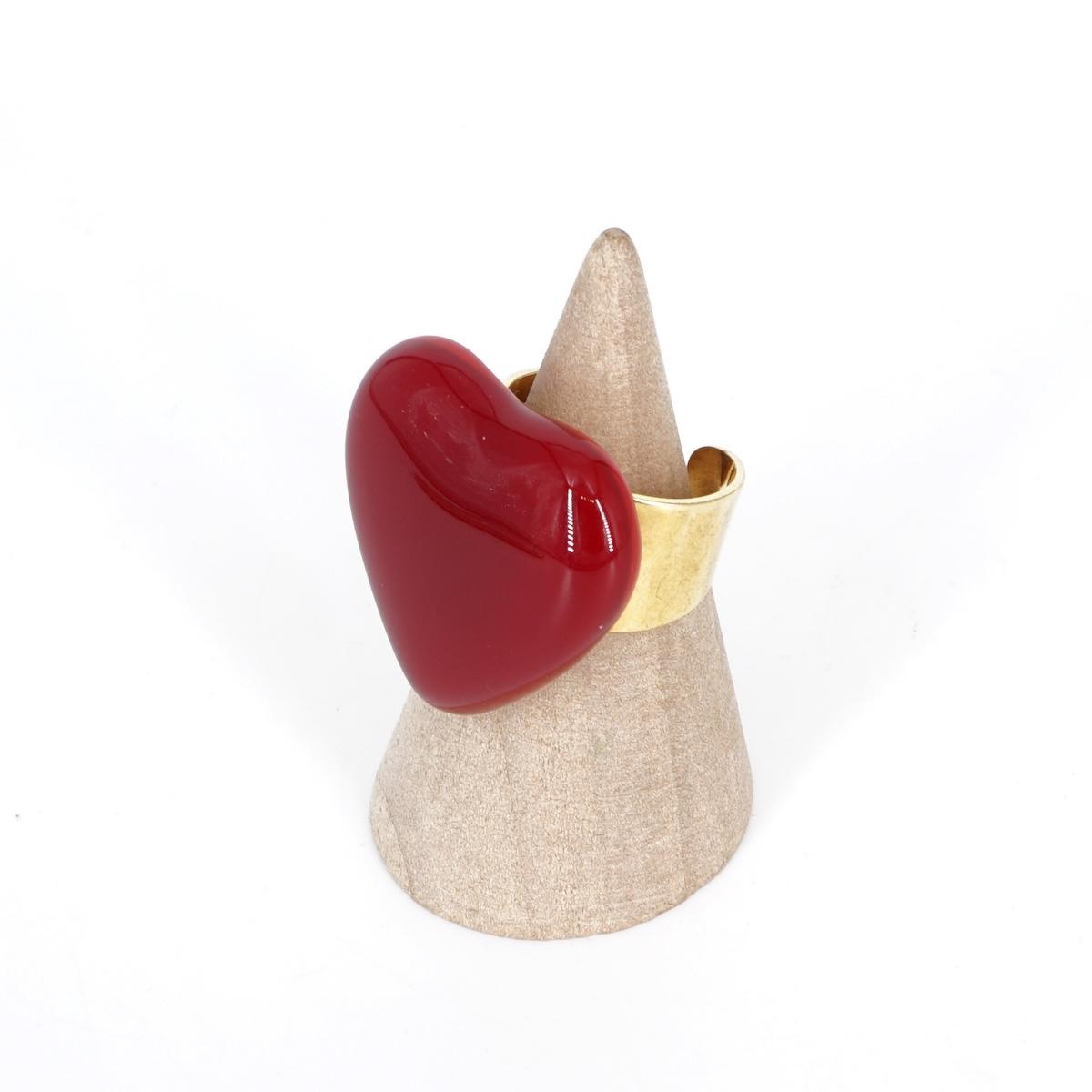 Anello cuore ROSSO SCURO ANELLO CUORE DARK RED VETRO FUSO 