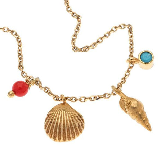 Golden chain necklace shells