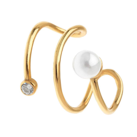 Spiral Earcuff and PEARL AND RHINESTONE