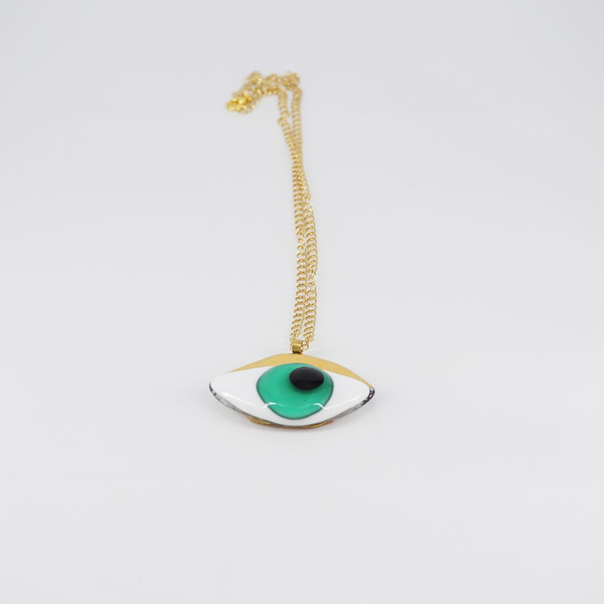 Collana occhio large VERDE ACQUA<BR/> COLLANA OCCHIO LARGEVERDE ACQUA VETRO FUSO 