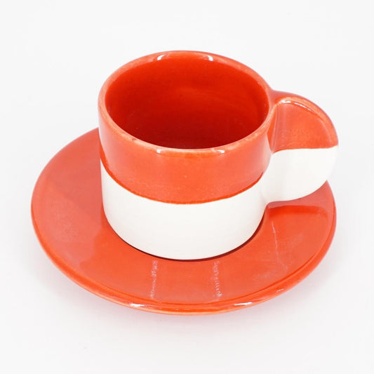 TAZZINA CAFFè CON PIATTINO BICOLORE ROSSO TAZZINA CAFFÈ BICOLORE ROSSO NICOLE 
