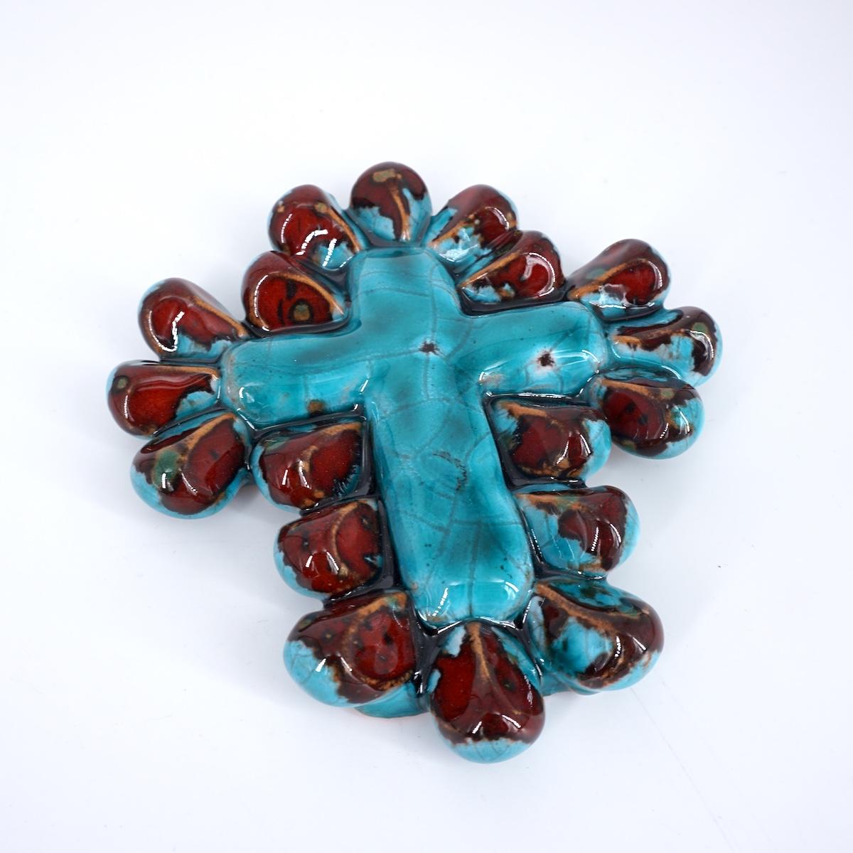 Croce GOCCE VERDE ACQUA / ROSSO