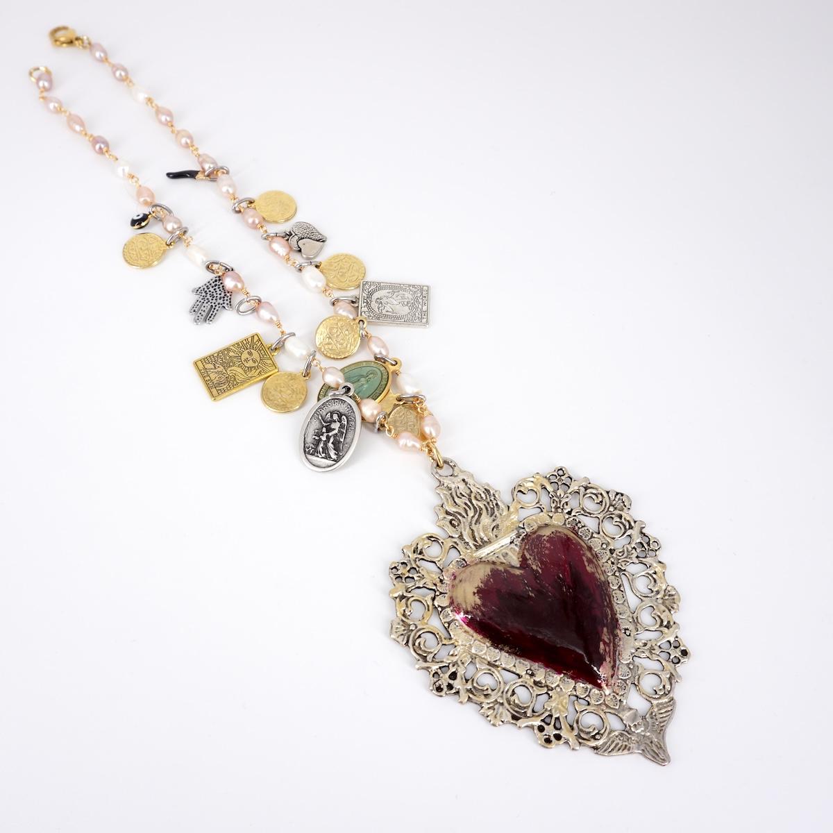 ROSARIO MULTICHARMS EX VOTO BIG BORDEAUX